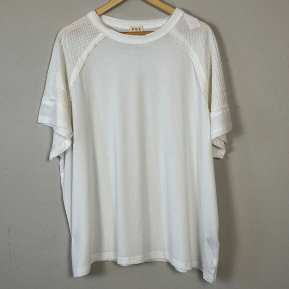 POL NWOT Women's Size Medium Oversized Waffle Knit Short Sleeve Raglan Top - Picture 2 of 9